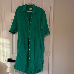 Woman’s Guaze green shirt dress/coverup